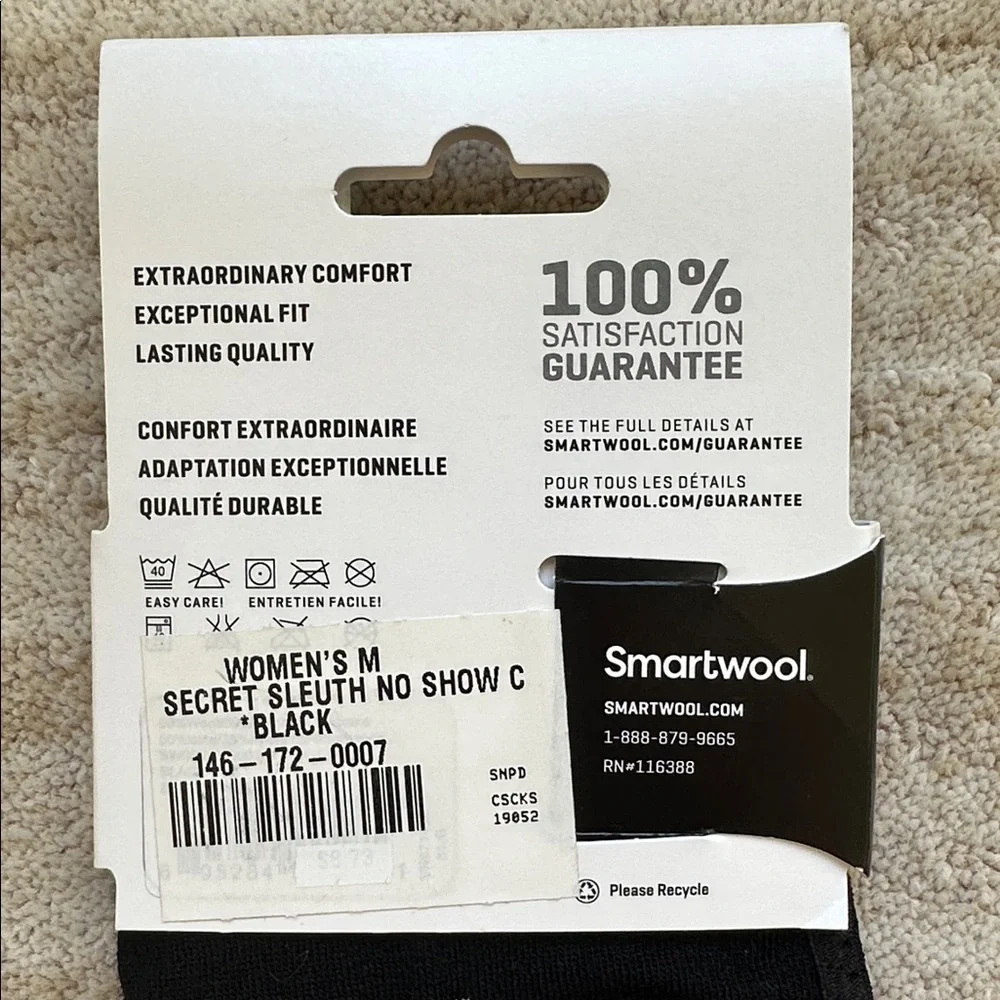 2 Pairs of NWT Smartwool Everyday No Show Socks Black Merino Wool Blend Medium